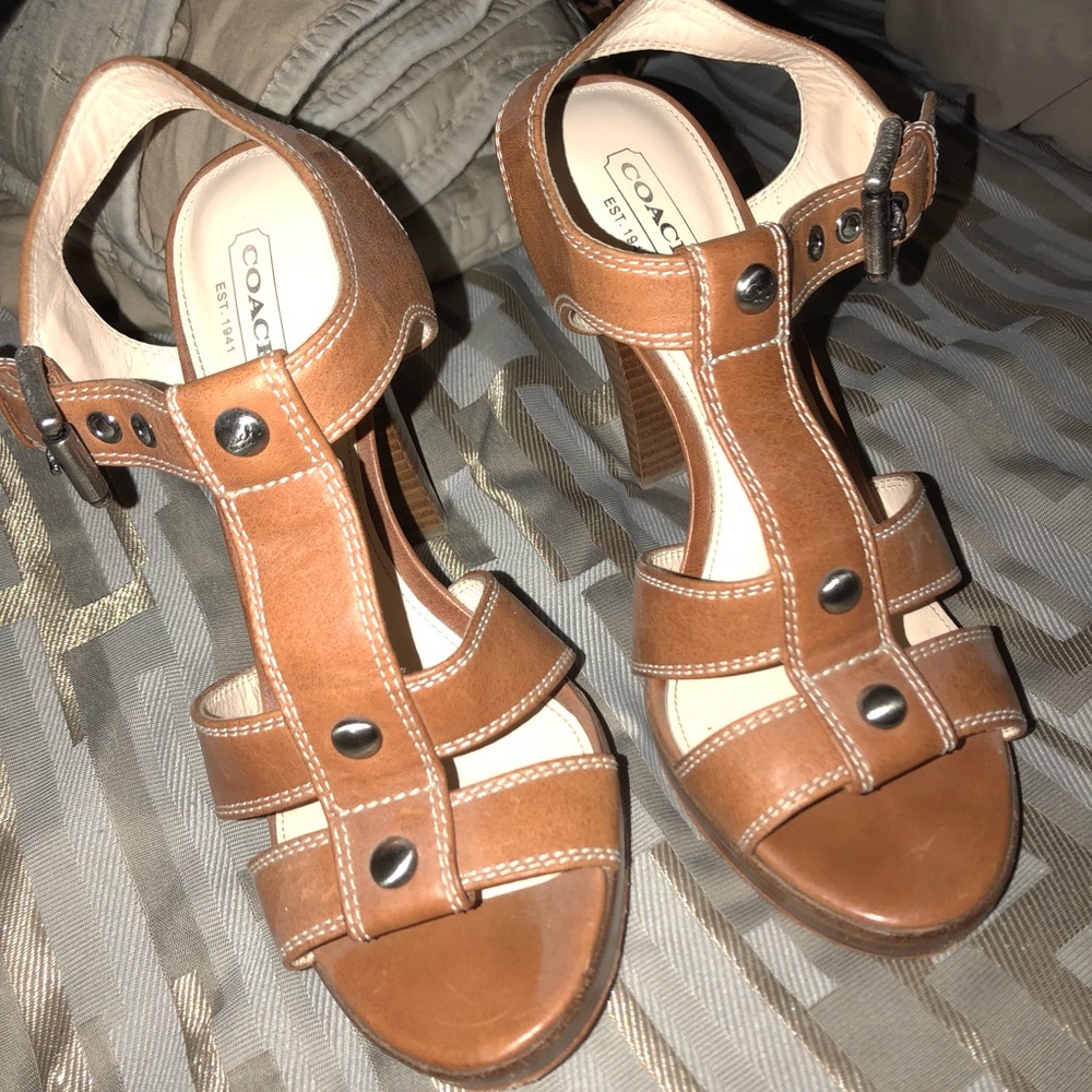 Authentic Tan Coach Sandal heels